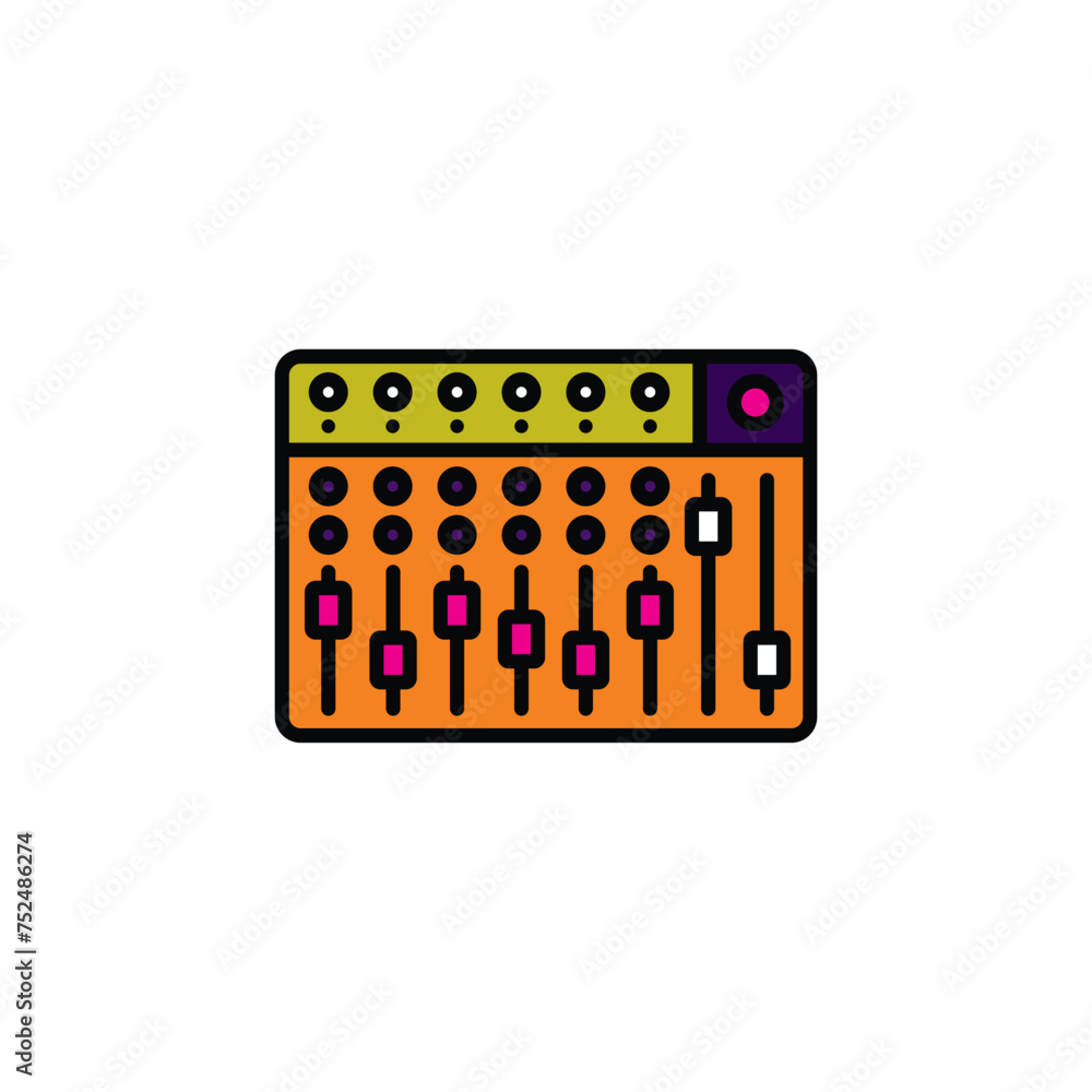 Original vector illustration. The contour icon of the music mixing console. A design element. Original vector illustration. The contour icon of the music mixing console. A design element.