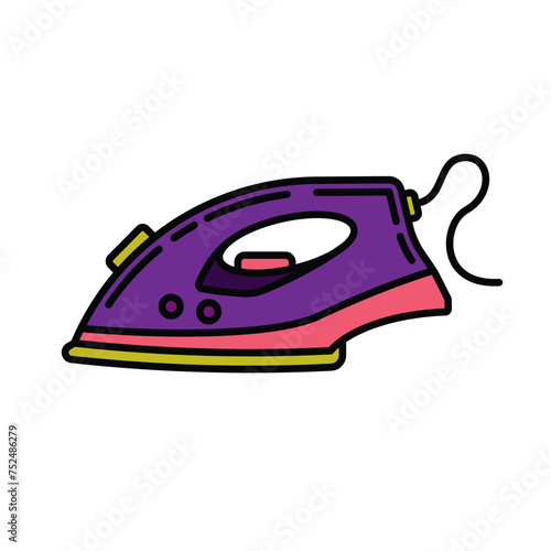 Original vector illustration. A contour icon. An element of household appliances for smoothing wrinkles and wrinkles on clothes. The iron is electric. A design element.