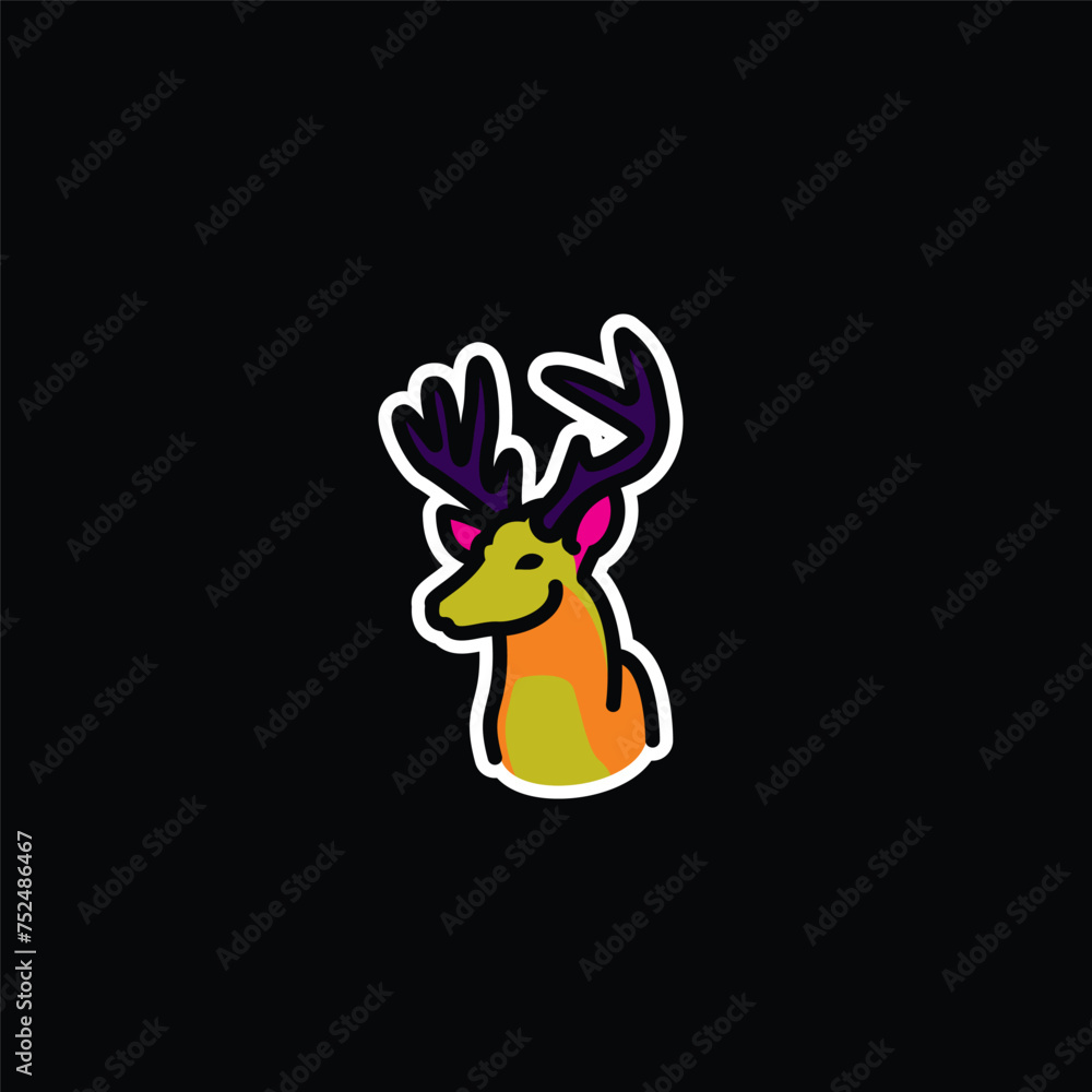Original vector illustration. A deer icon with big horns. Original vector illustration. A deer icon with big horns.