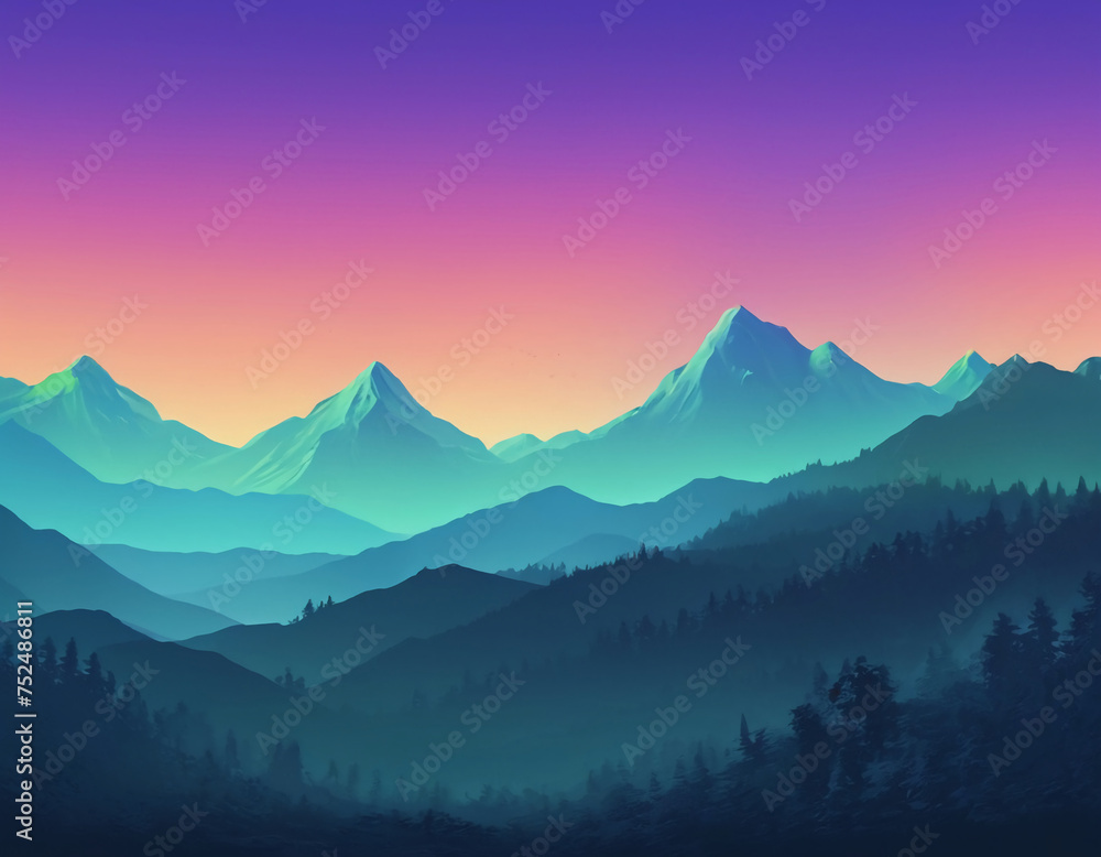 beautiful mountains landscape digital art