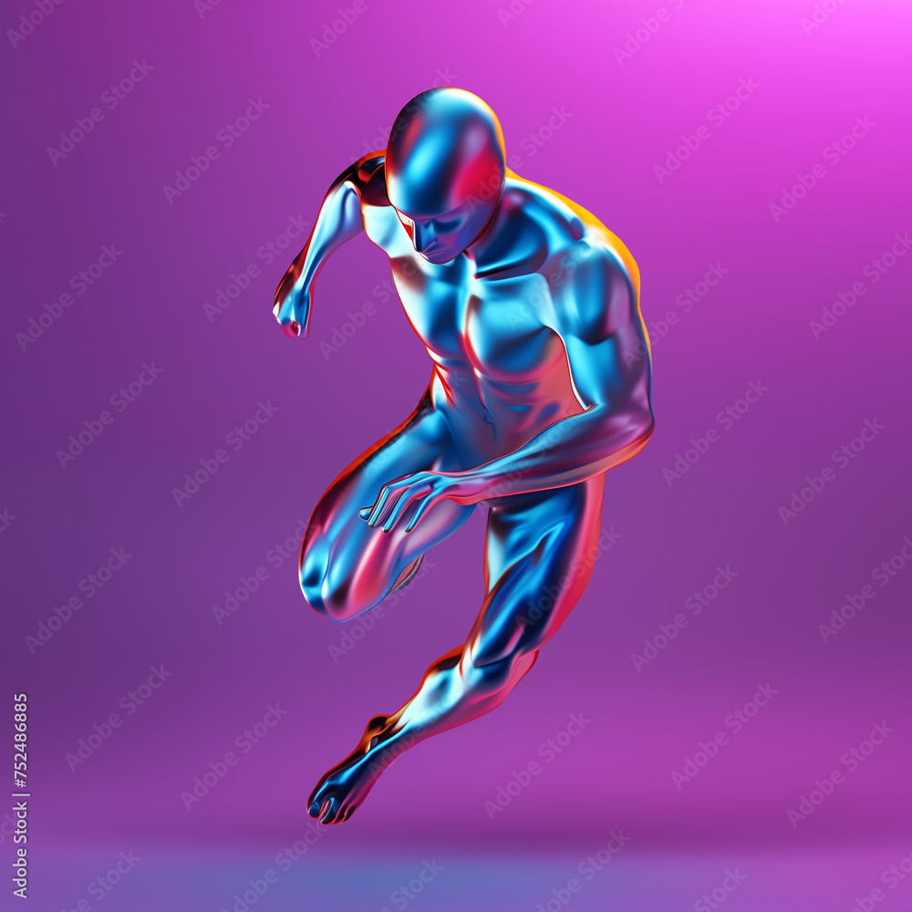 3d human running holographic ilustration 3d human running holographic ilustration