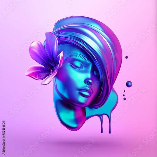  3d holographic woman head ilustration