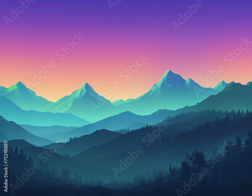 beautiful mountains landscape digital art © Erdem