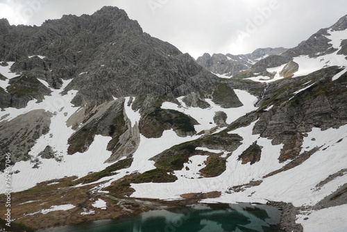 The mountain lake near Franz Luitpold house, the Bavarian Alps, Germany photo