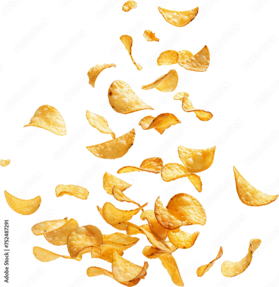 A Pile of Potato Chips Falling Into the Air A Pile of Potato Chips Falling Into the Air
