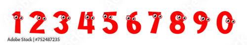 cute kawaii numbers - vector illustration