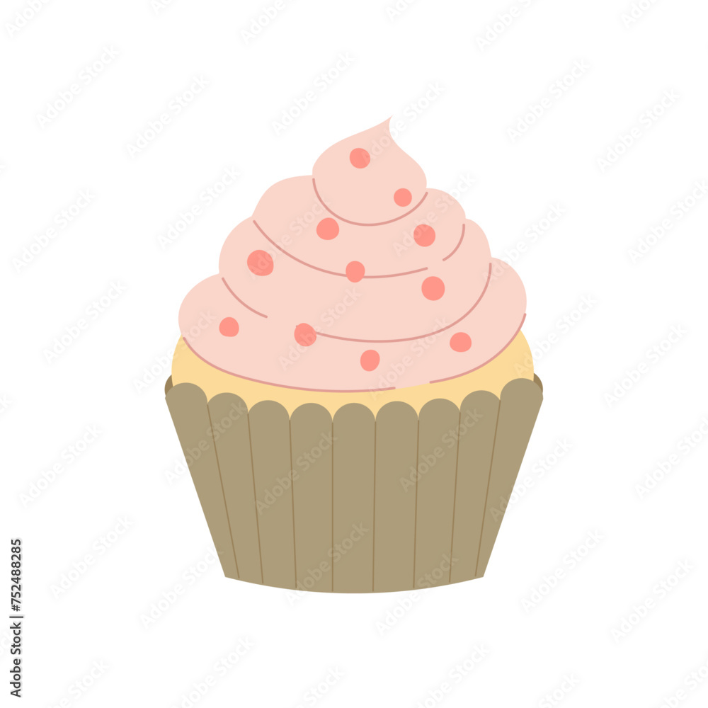 Festive muffin in flat style. Cupcake vector illustration on white background. Homemade baking. Festive muffin in flat style. Cupcake vector illustration on white background. Homemade baking.