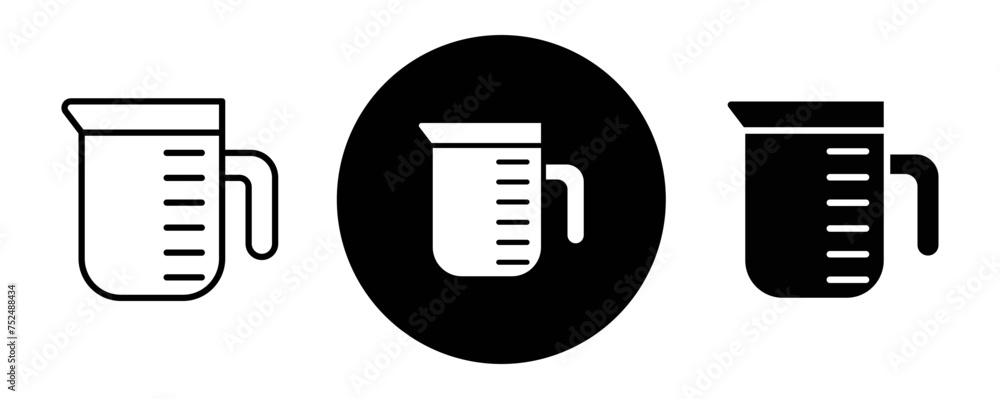 Measuring cup outline icon collection or set. Measuring cup Thin vector line art Measuring cup outline icon collection or set. Measuring cup Thin vector line art
