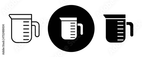 Measuring cup outline icon collection or set. Measuring cup Thin vector line art