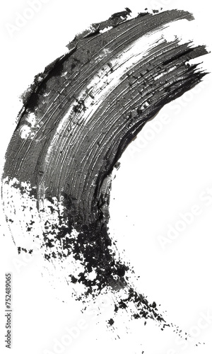 Sweeping Black Paint Stroke on Transparent Background