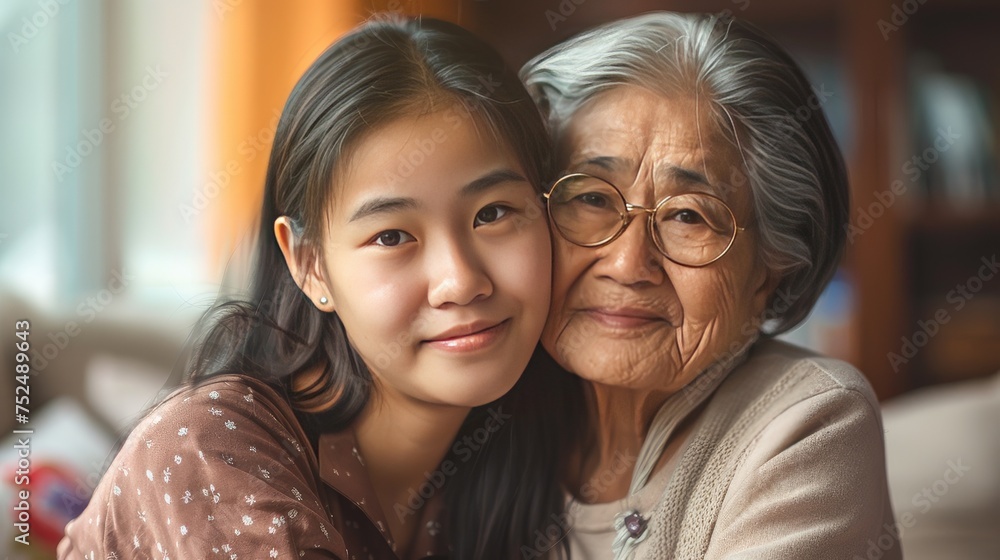 pure beauty and connection between a young Asian lady and her grandmother. pure beauty and connection between a young Asian lady and her grandmother.