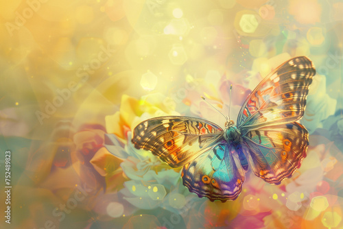 Vibrant Butterfly on a Floral Background © LAJT