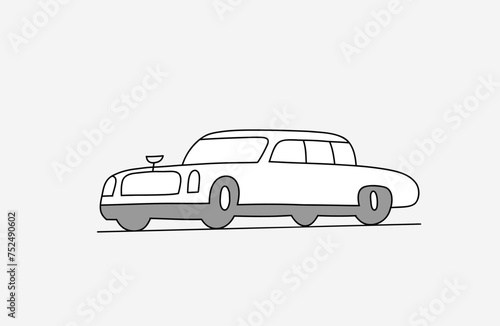 Doodle limousine car. Outline vector drawing © yarik