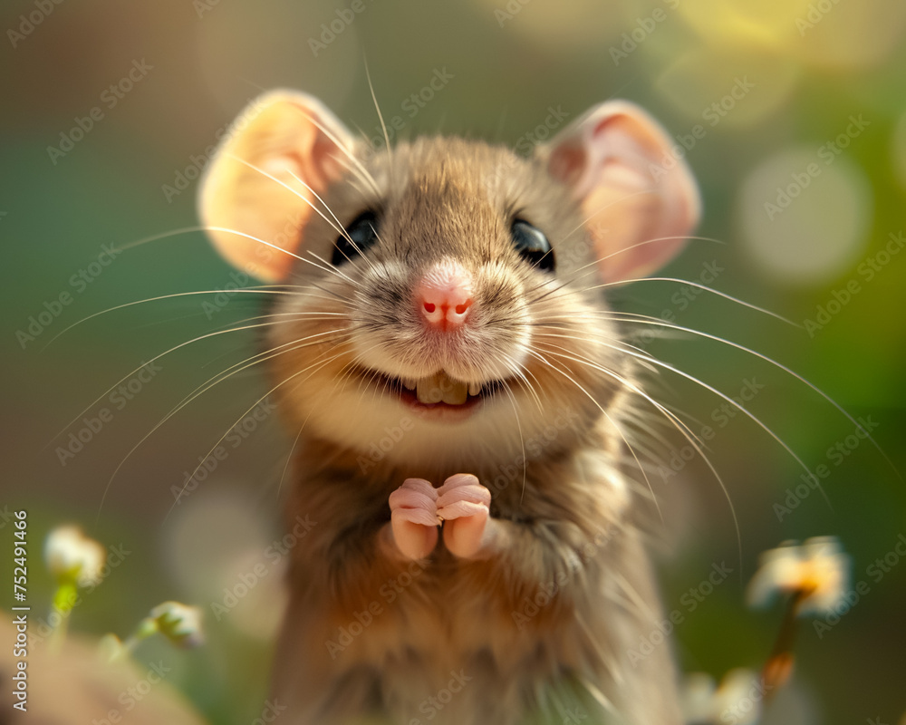 A whimsical and endearing portrayal of a cute and mischievous mouse Close up A whimsical and endearing portrayal of a cute and mischievous mouse Close up
