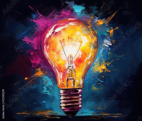 creative concept light bulb on grunge background