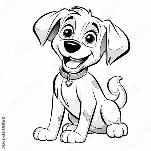Cartoon puppy dog cute and smile on white background for kids draw
