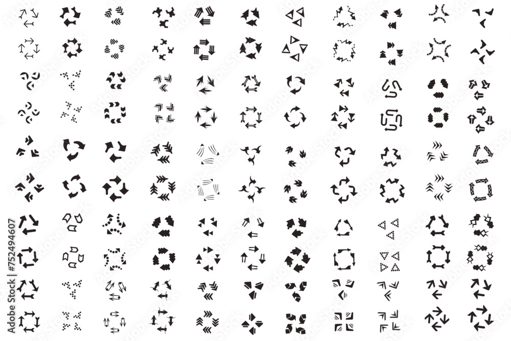 Circular arrows icon set isolated collection. Round arrows, circular pointing sign. Round step loop, sync loading arrow symbol. Rotate infographic element Circular arrows icon set isolated collection. Round arrows, circular pointing sign. Round step loop, sync loading arrow symbol. Rotate infographic element