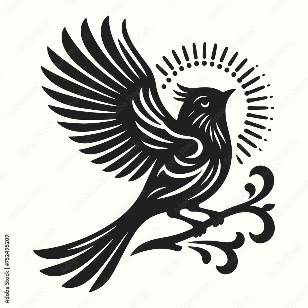 Fototapeta premium Bird Silhouette Illustration Vector Design