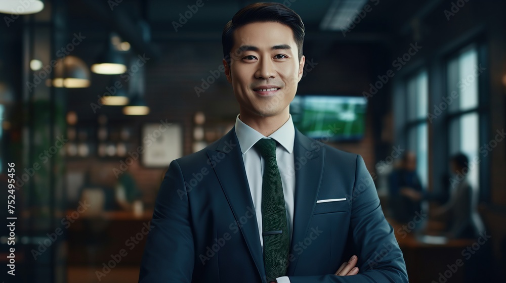 Fototapeta premium Portrait of Asian businessman in modern office