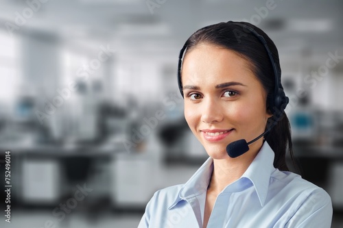 Safety, security woman work in call center