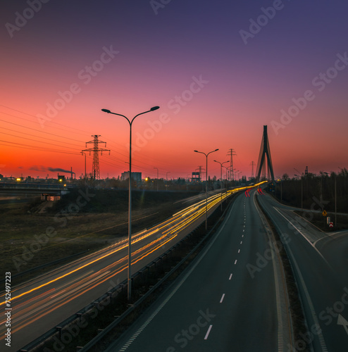 highway bridge at night