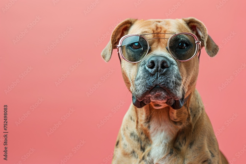 Doggy Diva: Canine Style with Sunglasses, AI Generative
