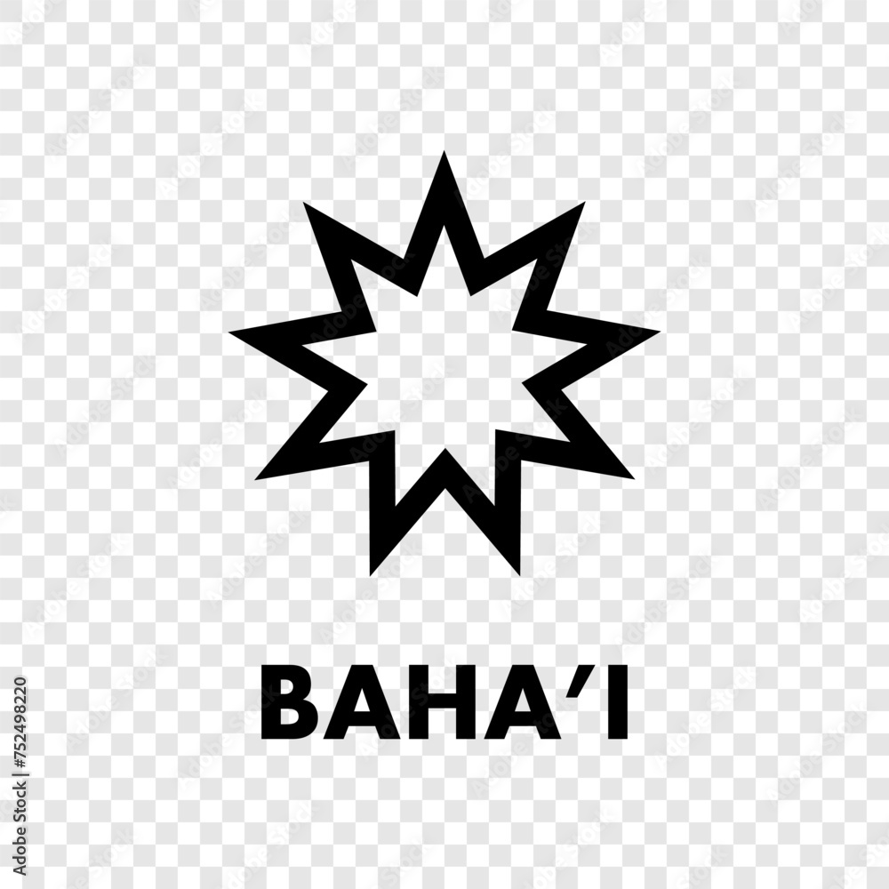 Bahai Faith icon, Bahai symbol vector illustration of an Baha'i Faith icon in black color Bahai Faith icon, Bahai symbol vector illustration of an Baha'i Faith icon in black color