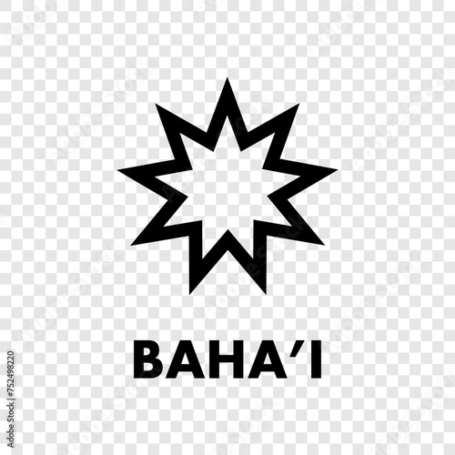 Bahai Faith icon, Bahai symbol vector illustration of an Baha'i Faith icon in black color photo
