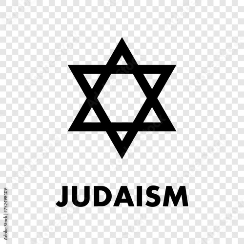 Star David icon. Symbol of Judaism. Star and crescent, religion symbol. Judaism symbol icon isolated on transparent background.