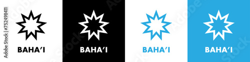 Bahai Faith icon, Bahai symbol vector illustration of an Baha'i Faith icon in black color photo