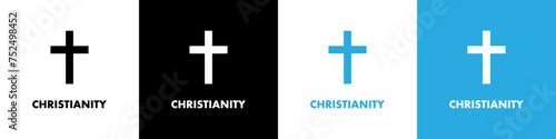 Christian cross vector symbol or icon. Christianity religion symbol photo