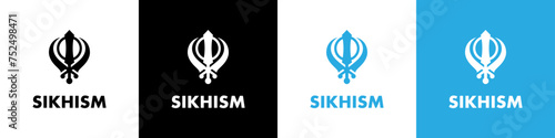 Khanda symbol. Religious symbol of Sikhism. Vector illustration. Black Khanda icon photo