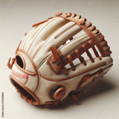 baseball glove and ball on white 