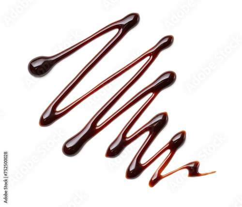 Chocolate syrup drop isolated on a white background