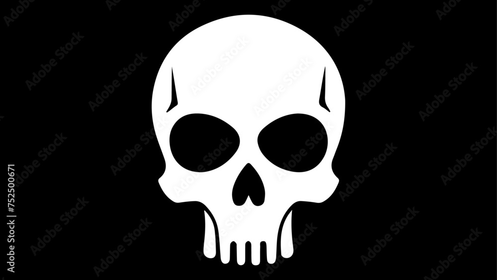 skull on black, vector, illustration