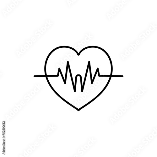 Heartbeat line and flat style hand drawn icon