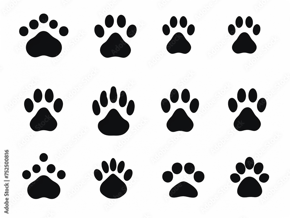Paw icon vector illustration. paw print sign and symbol. dog or cat paw set collection Paw icon vector illustration. paw print sign and symbol. dog or cat paw set collection