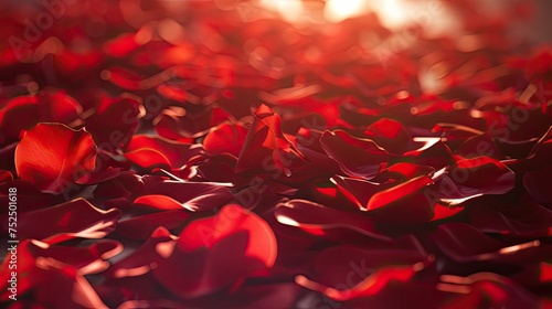 tender scene depicted by a strip of radiant red rose petals strewn randomly.