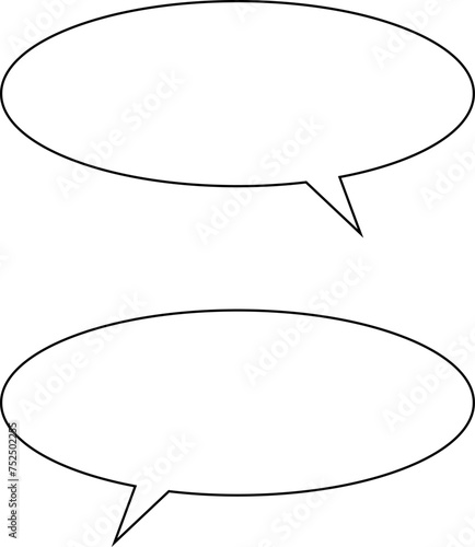 Set of blank white speech bubble in flat design, chatting box, message box icon. Balloon doodle style of thinking sign symbol. Speech bubble isolated on background.