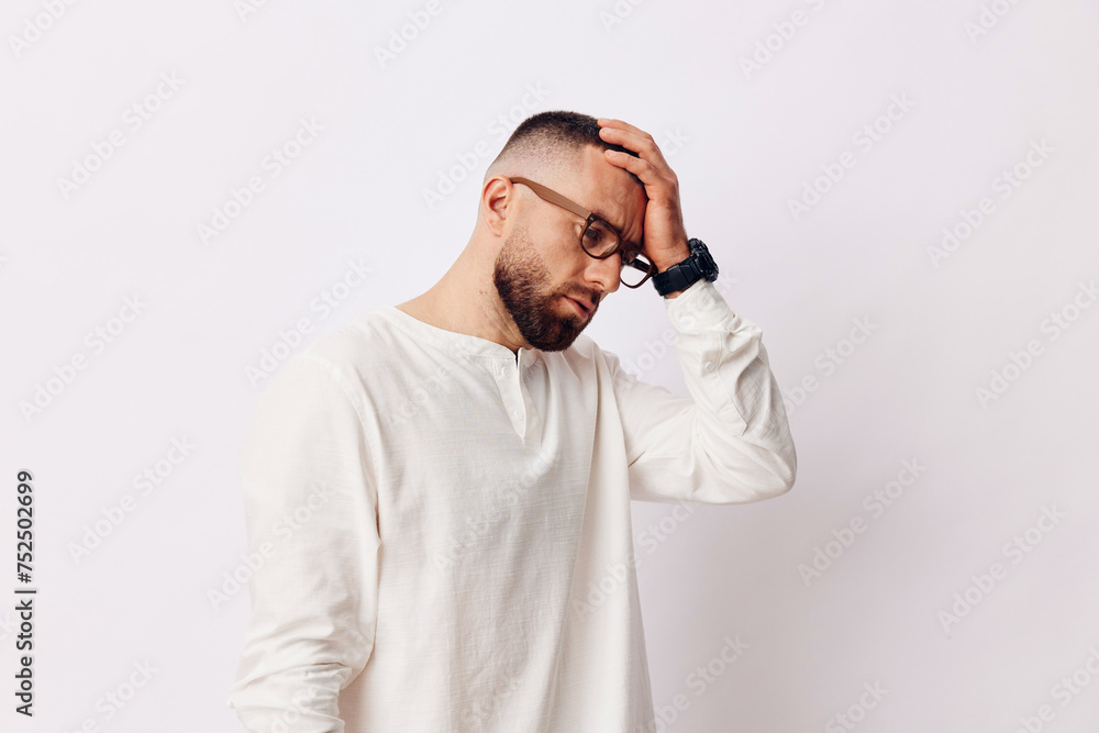 Man sad depressed background young unhappy isolated adult man head stress face expression person background Man sad depressed background young unhappy isolated adult man head stress face expression person background