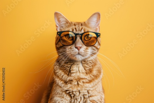 Trendy Tabby: Cat Wearing Sunglasses, AI Generative 