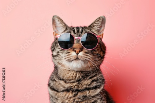 Hip Feline: Cat Sporting Sunglasses, AI Generative 
