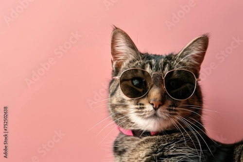 Chic Cat: Feline in Sunglasses, AI Generative 