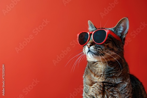 Chic Cat Companion: Feline in Shades, AI Generative
