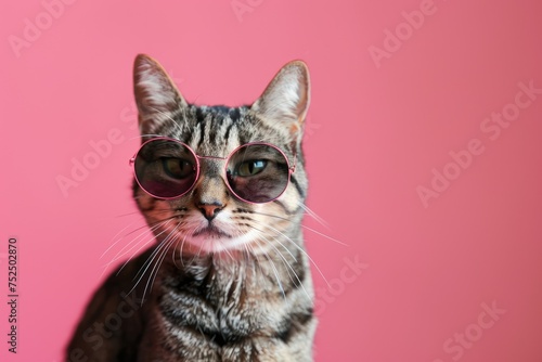 Fashionista Feline in Sunglasses, AI Generative 