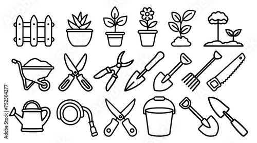 Vector gardening icons set. Garden spring icons vector elements set.