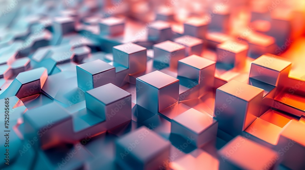 A close-up view of a 3D geometric shape landscape A close-up view of a 3D geometric shape landscape