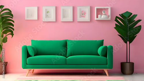 Green  pink  sofa  furniture  interior  design  decor  cushion  couch  red and green sofa