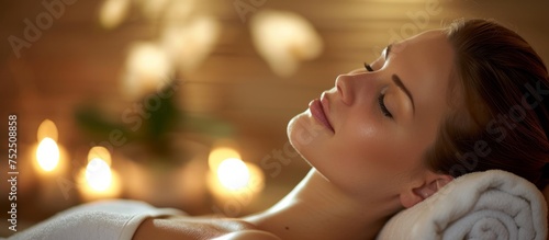 Relaxing spa experience: woman enjoying a soothing and rejuvenating massage therapy session