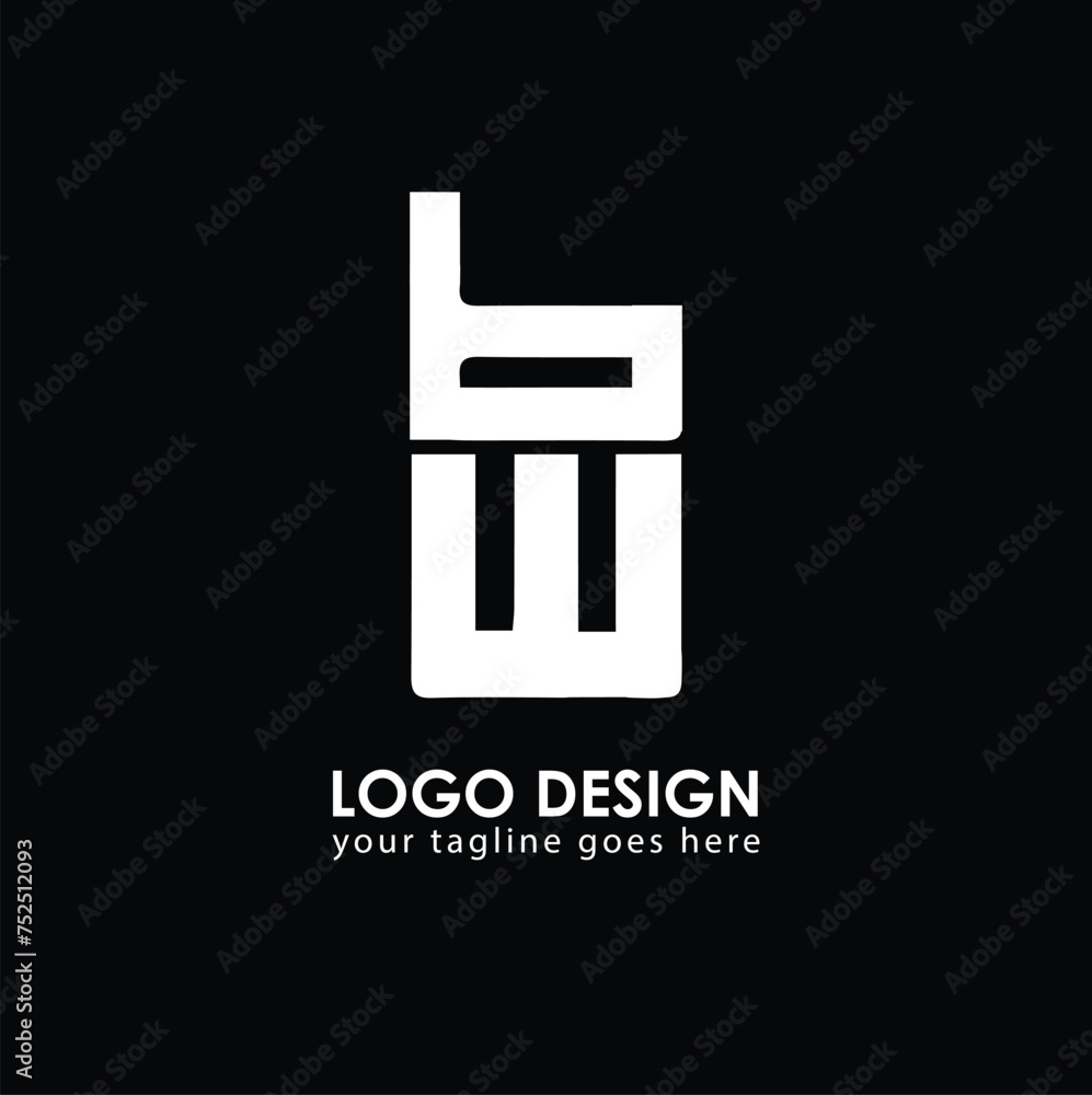 BW WB Logo Design, Creative Minimal Letter WB BW Monogram